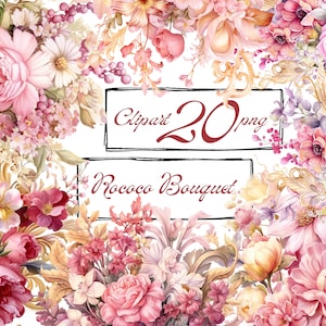Roze bloemen PNG, aquarel bloemen clipart boeketten, boho boeketten, vintage bloemen, elementen, gratis commercieel gebruik, digitale clipart PNG