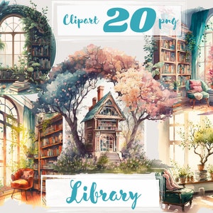 Book clipart, books bundle, reading clipart, library clipart, old books. Retro scrapbooking. Digital watercolor. png. Free commercial use.
