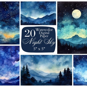 Night sky Digital Paper, star Digital Paper. Watercolor scrapbook paper for free commercial use. Junk Journal Paper Crafts, instant download