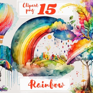 Clipart arc-en-ciel, aquarelle arc-en-ciel Clip Art, arc-en-ciel de fond, arc-en-ciel PNG, clipart lumineux, aquarelle numérique. Utilisation commerciale gratuite.