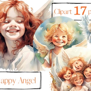 Angel clipart. Baptism clipart. Children clipart, png, illustration, free commercial use. Digital watercolor. Junk Journal, Paper Crafts