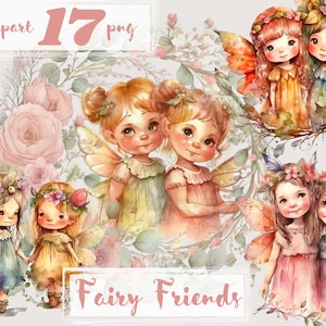 Fairy clipart, vriendschap clipart, elf clip art, png. Digitale aquarel. Gratis commercieel gebruik. Zomer, pixie, kabouter, magie, pixy.