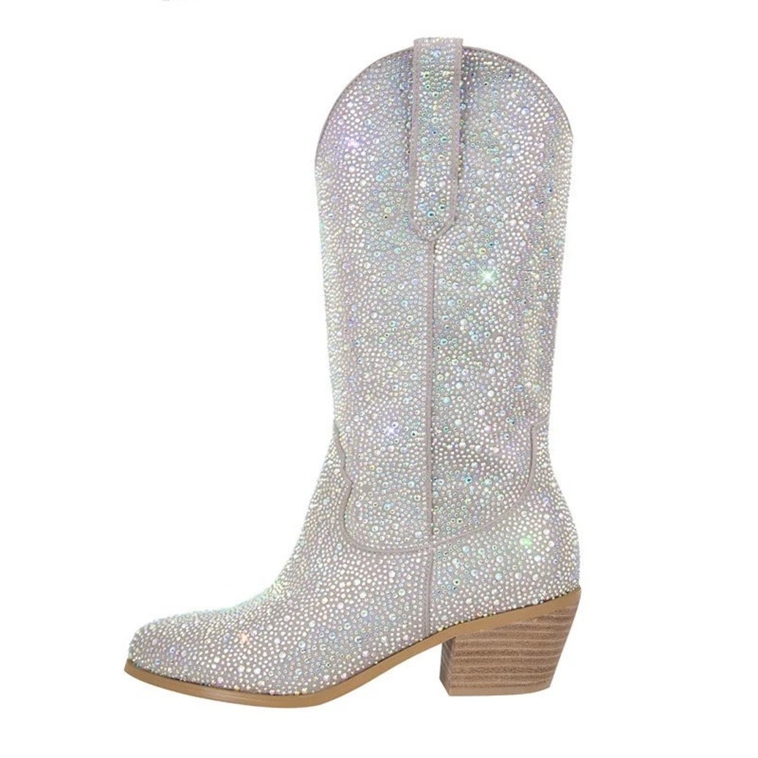 silver rhinestone boots