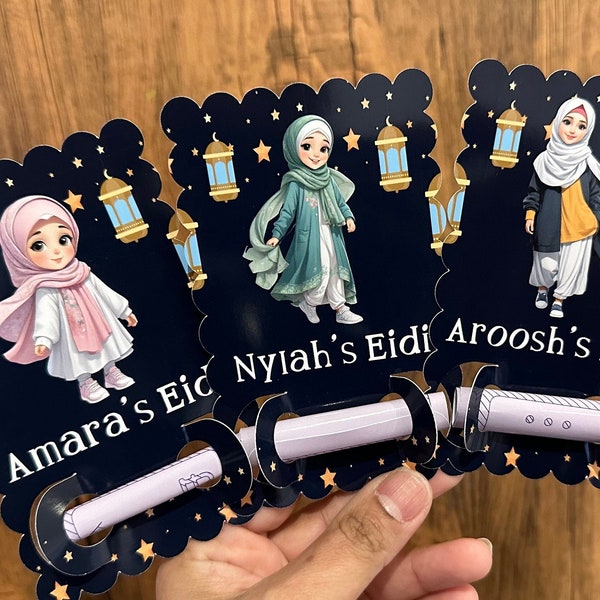 Personalised Eid Money Gift Holder Packs, Custom Eidi Money Holder, Eid Mubarak Money Holder With Kids Name Eid gift Celebration Gift card