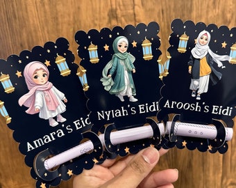 Personalised Eid Money Gift Holder Packs, Custom Eidi Money Holder, Eid Mubarak Money Holder With Kids Name Eid gift Celebration Gift card
