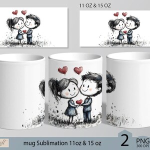 Emballage pour mug LOVE Sublimation | Mug LOVE 11 oz 15 oz| décoration coeur