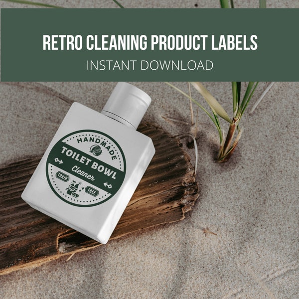 12 Retro Cleaning Products Labels | Cleaning Labels | Natural Products Labels | Home Products Labels