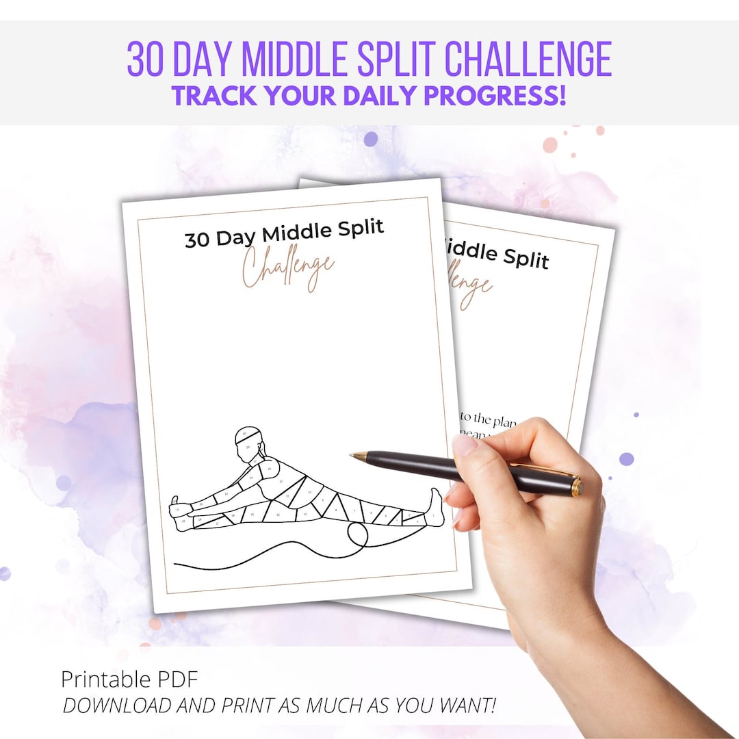 New Year Fitness Challenge | 30 Days Split Challenge | Printable Habit ...