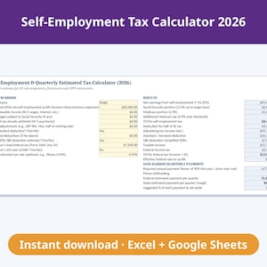 Self Employment Tax Calculator 2026 for Freelancers, 1099 Contractors (Excel, Google Sheets)