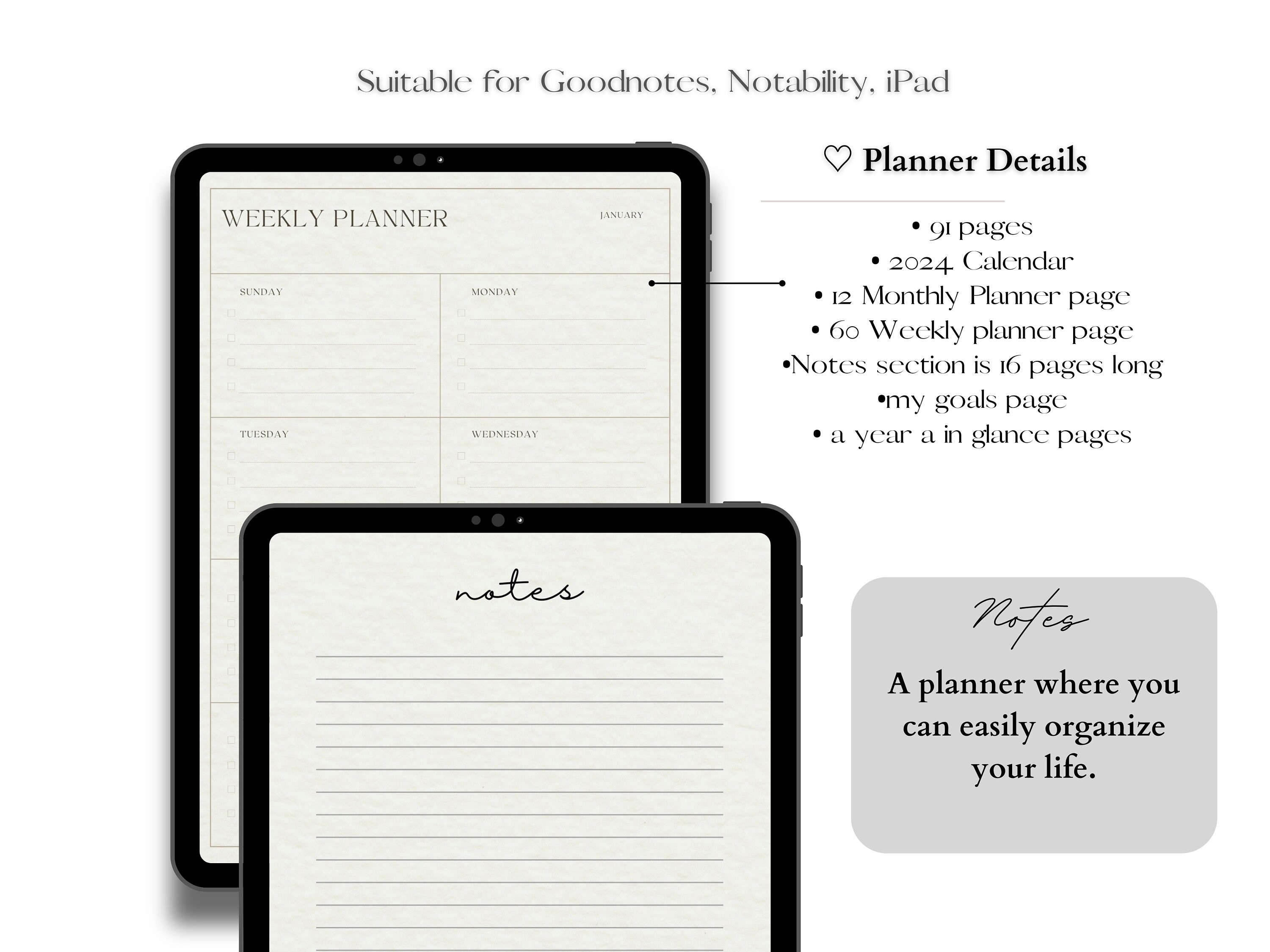 Digital Planner 2024 vertical Modern Weekly Planner 2024 Calendar Ipad ...