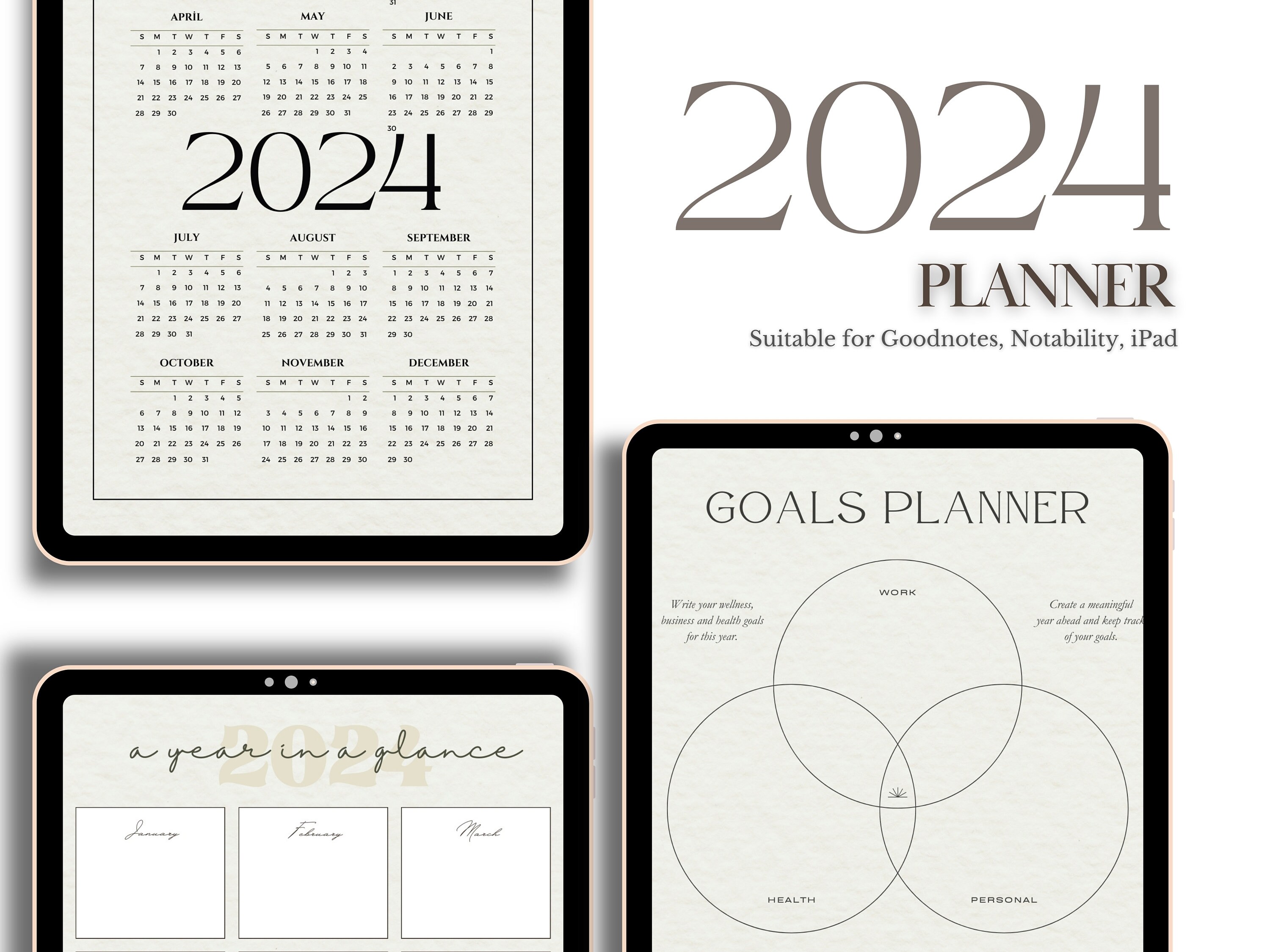 Digital Planner 2024 vertical Modern Weekly Planner 2024 Calendar Ipad ...