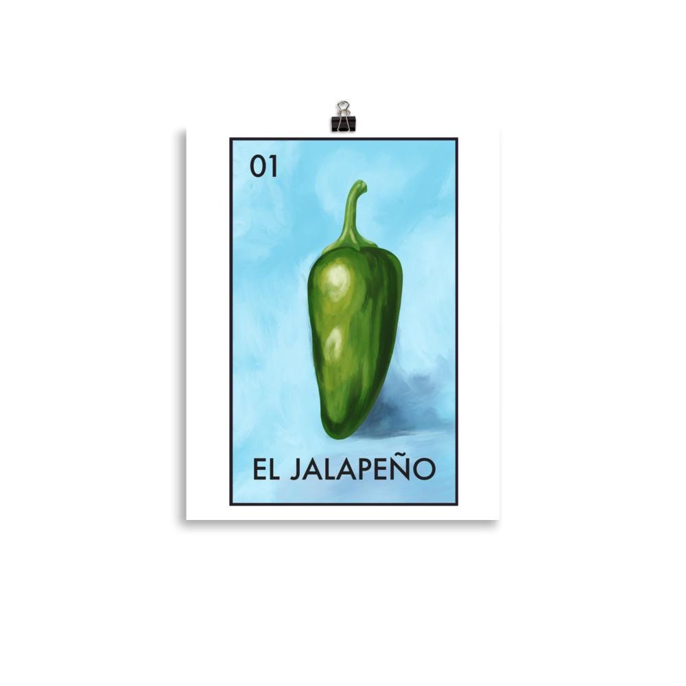 El Jalapeño Loteria-Inspired Wall Art Poster