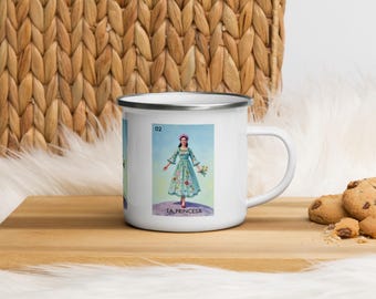La Princesa Loteria-Inspired Enamel Mug