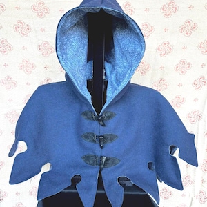 Medieval Wool Blend Cowl/Cloak in Navy Blue