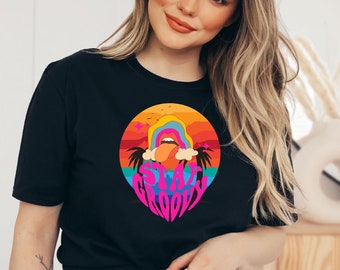 Groovy 70&#39;s Retro Shirt, Stay Groovy, Funky and Fun Tee, Trendy Hippie psychedelia Style, Viral, Vintage Graphic Unisex Jersey Short Sleeve