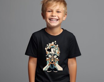 Retro Colored Steamboat Willie Kids shirt one of a kind original  retro magic mouse gift 1928 mouse family birthday gift magic world trip
