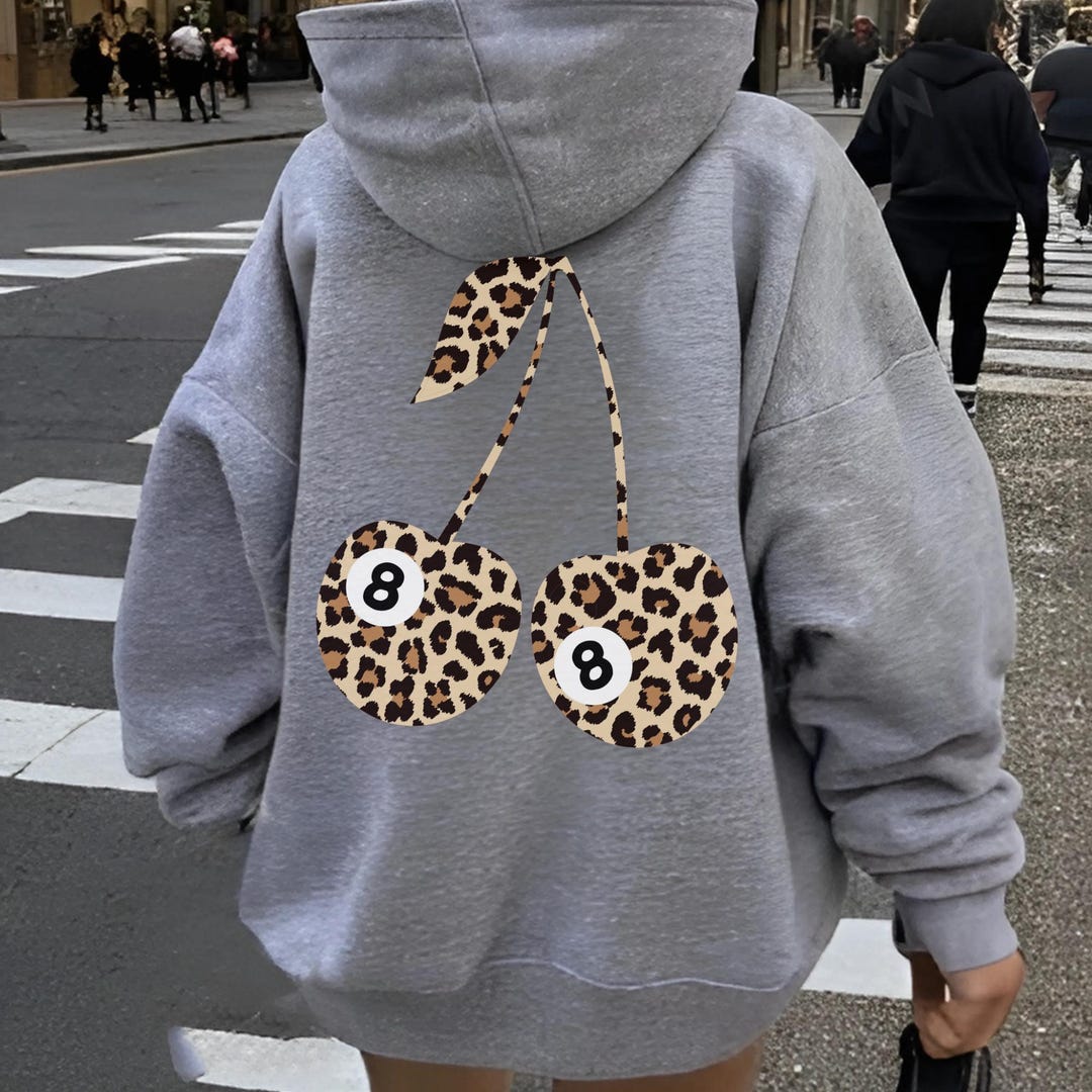 Leopard Print 8 Ball Cherries Hoodie - Y2K Retro Sweatshirt - Etsy