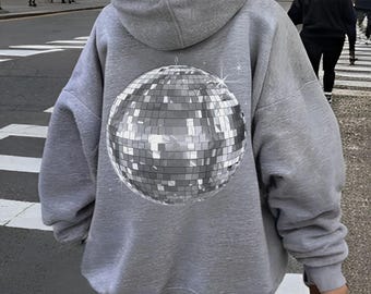 Oversized Disco Ball Hoodie, Y2K Stockholm Style Sweatshirt