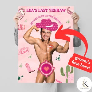 Poster stampabile del gioco personalizzato dell'ultimo Rodeo Bachelorette Party, gioco Pin the Tail, festa di Bach, cowgirl in discoteca, giochi di addio al nubilato da cowboy