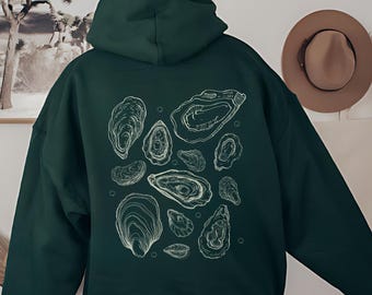 Vintage Oyster Graphic Hoodie, Y2K Beach Sweatshirt