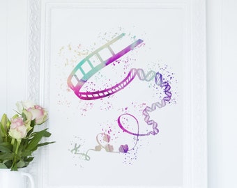 Chromosome to DNA Structure Watercolor art - Genetic counselor gifts | genetics art | medical art | science teacher gifts