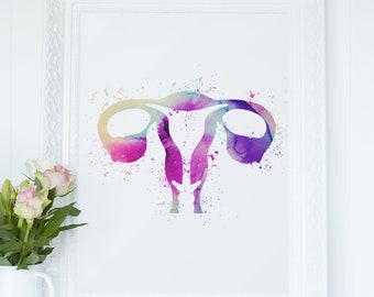 Uterus watercolor art - Science gift | medical art | genetic counselor gifts