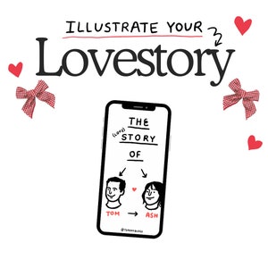PERSONALISED love story, story of us, custom illustration gift, relationship gift, anniversary wedding Valentine&#39;s Day, couple journey
