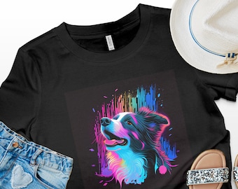 Border Collie pet puppy shirt, Dog breed border collie dog Short-sleeve Unisex T-Shirt,Dog portrait shirt, Dog gifts for owners & pet lovers