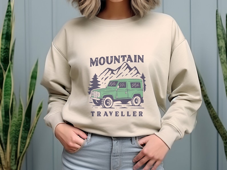 Mountain Traveller Unisex Sweatshirt, Camper Sweatshirt, Nature Lover Gift, Campfire Shirt, Camping Lover, Campers Gift, Adventure Shirt image 1