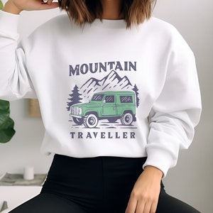 Mountain Traveller Unisex Sweatshirt, Camper Sweatshirt, Nature Lover Gift, Campfire Shirt, Camping Lover, Campers Gift, Adventure Shirt image 2