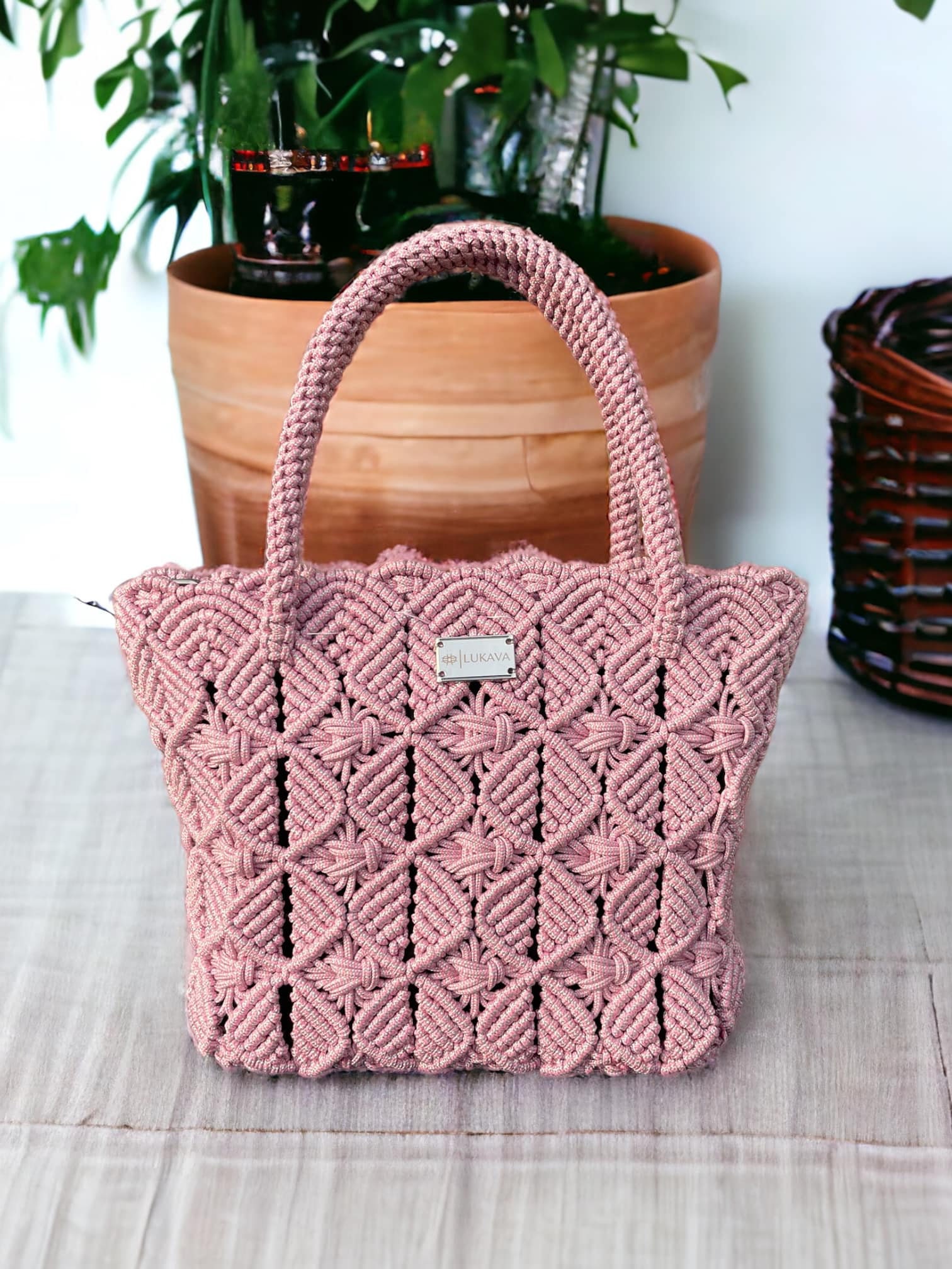Macrame Mini Sac With Flowers Tote