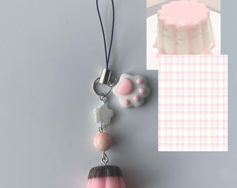 cutecore pink flan pudding phone charm !