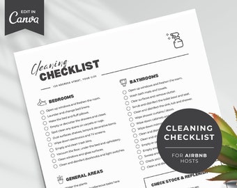 Airbnb Cleaning Checklist | Customizable Canva Template | House Cleaning Guide | VRBO Cleaning List | Vacation Rental | Property Management