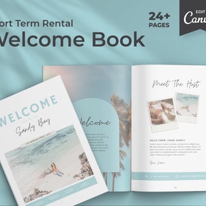 Airbnb Welcome Book Beach Template | Beach Theme | Airbnb House Guide Canva | Airbnb Guidebook | VRBO Guest Book | Beach Vacation Rental