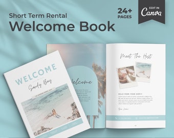 Airbnb Welcome Book Beach Template | Beach Theme | Airbnb House Guide Canva | Airbnb Guidebook | VRBO Guest Book | Beach Vacation Rental
