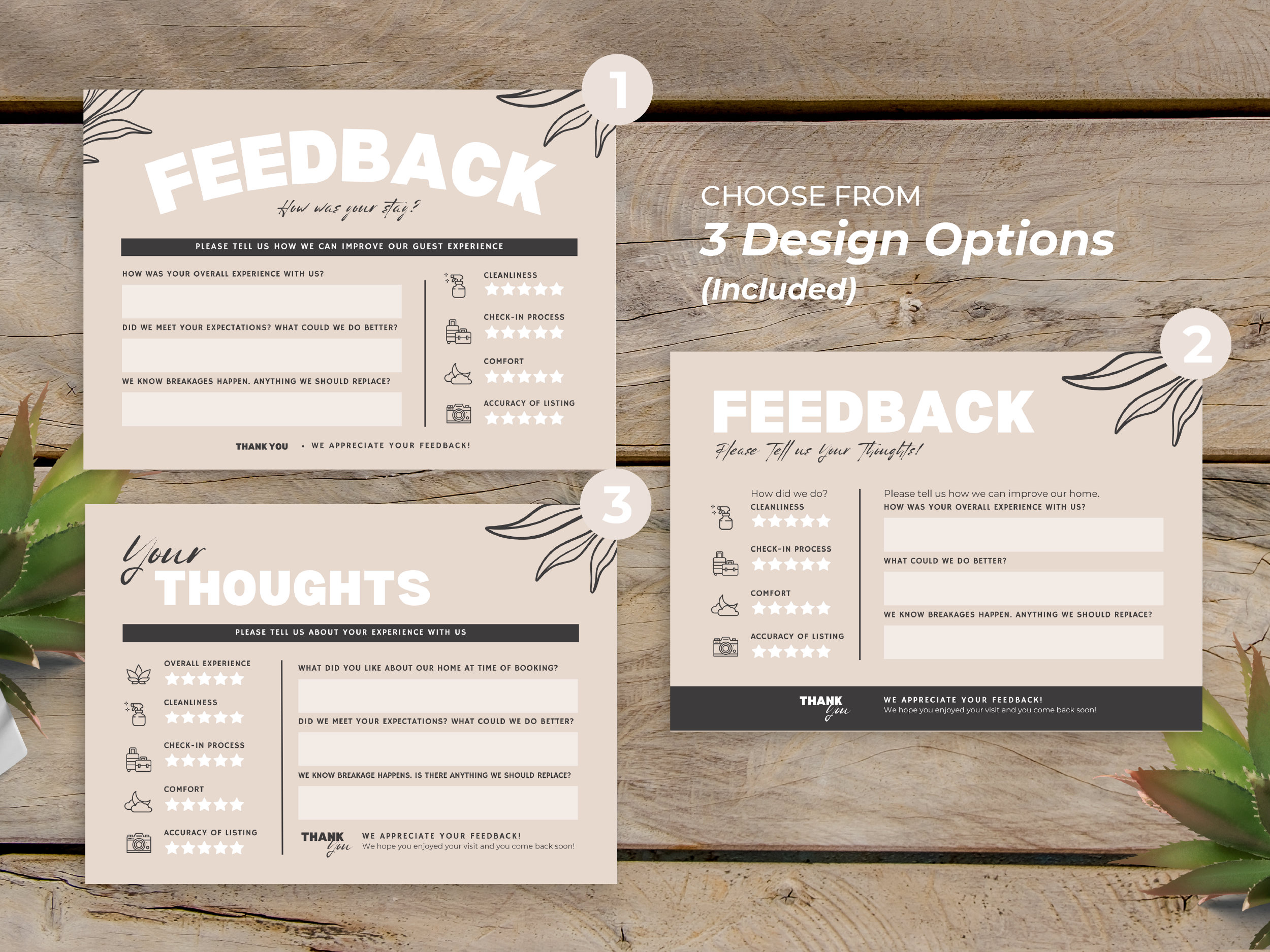 Airbnb Comment Card Editable Canva Template Airbnb Etsy