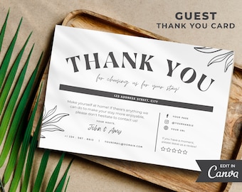 Airbnb Thank You Card | Editable Canva Template | Airbnb Guest Thank You Card | VRBO Thank You Card | Printable Thank You Card