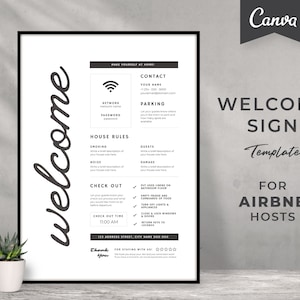 Airbnb Welcome Poster Template | Canva Template | Airbnb Welcome Sign | VRBO Welcome Poster | Editable Welcome Sign | Vacation Rental Sign