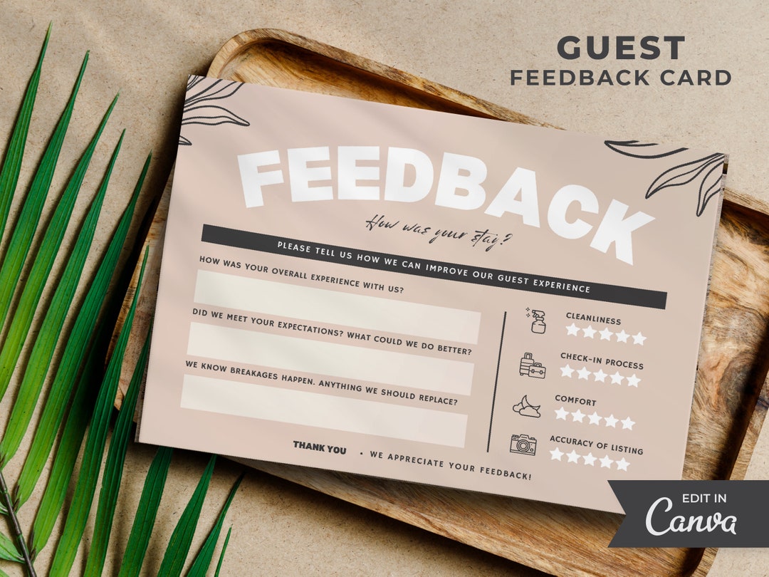 Airbnb Comment Card Editable Canva Template Airbnb Feedback Card