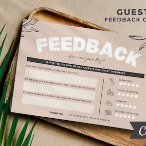 Airbnb Kommentar Karte | Bearbeitbare Canva Vorlage | Airbnb Feedback-Karte | Vorschläge Karte | VRBO Gast Feedback Karte | Druckbare Kommentar Karte