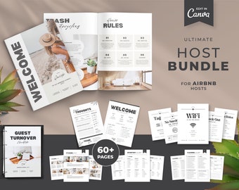 Airbnb Host Bundle | Editable Canva Template | Modern | Airbnb Welcome Book | Airbnb Guidebook | VRBO Guest Book | Beach Vacation Rental