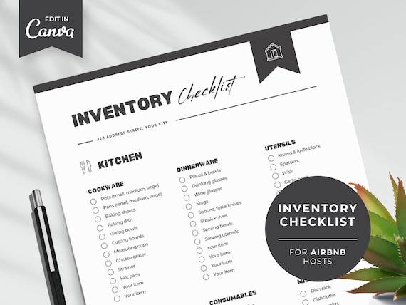 Airbnb Inventory Checklist | Editable Canva Template | Rental Property Inventory | VRBO Shopping List | Vacation Rental Property Management