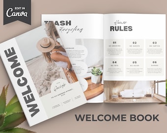 Airbnb Welcome Book Template | Modern Beach House | Airbnb House Guide Canva | Airbnb Guidebook | VRBO Guest Book | Beach Vacation Rental