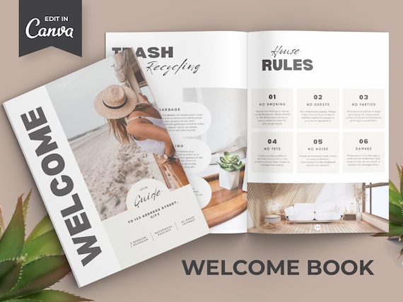 Airbnb Welcome Book Template | Modern Beach House | Airbnb House Guide Canva | Airbnb Guidebook | VRBO Guest Book | Beach Vacation Rental