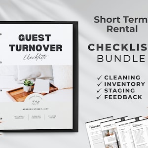 Airbnb Guest Turnover Binder Template | Checklist Template | Cleaning Checklist | Inventory | Staging | VRBO Cleaning | Vacation Rental STR