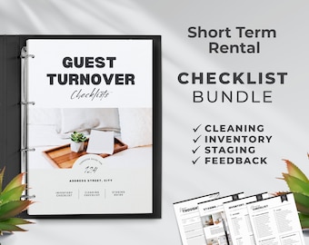 Airbnb Guest Turnover Binder Template | Checklist Template | Cleaning Checklist | Inventory | Staging | VRBO Cleaning | Vacation Rental STR