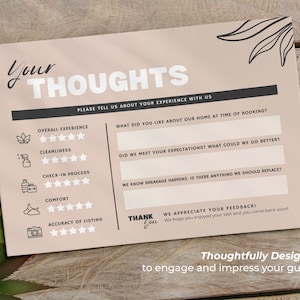 Airbnb Feedback Card | Editable Canva Template | Airbnb Comment Card