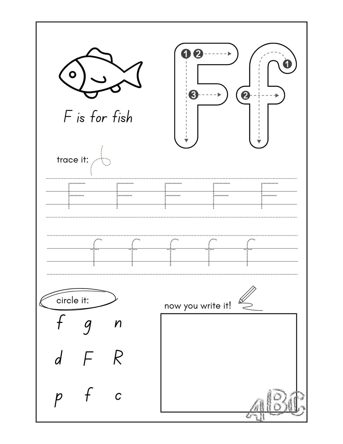 Printable Fun ABC Coloring Writing Practice Exercises for Pre-k ...