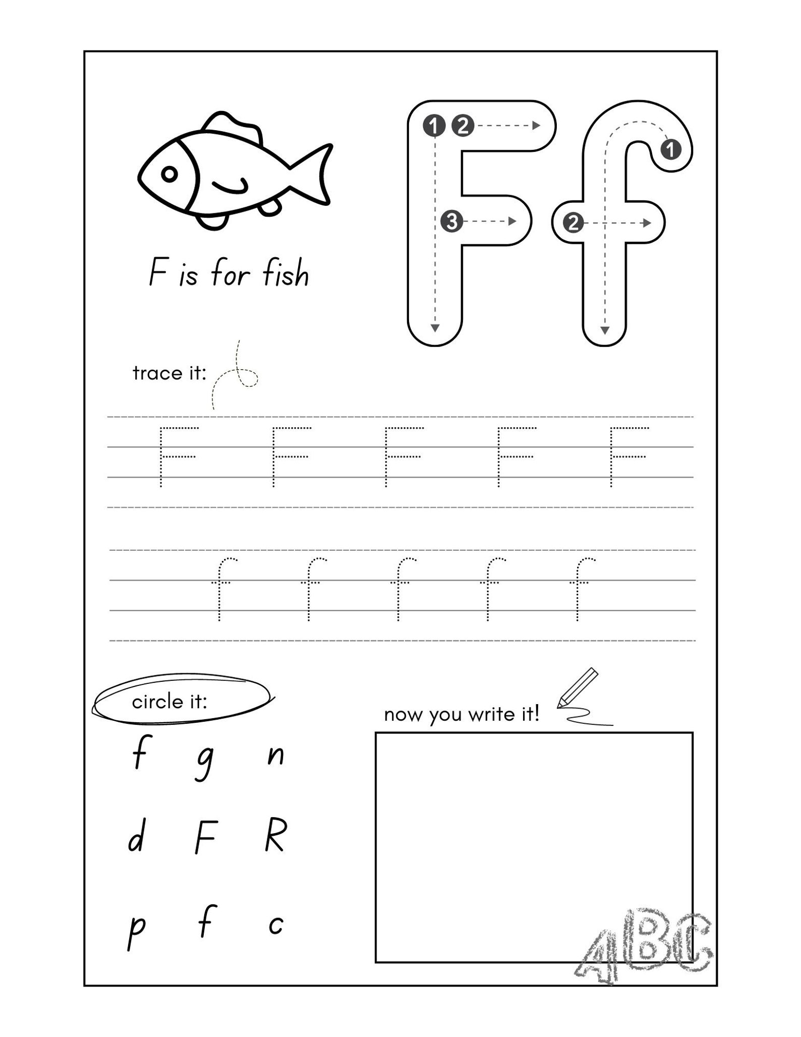 Printable Fun ABC Coloring Writing Practice Exercises for Pre-k ...