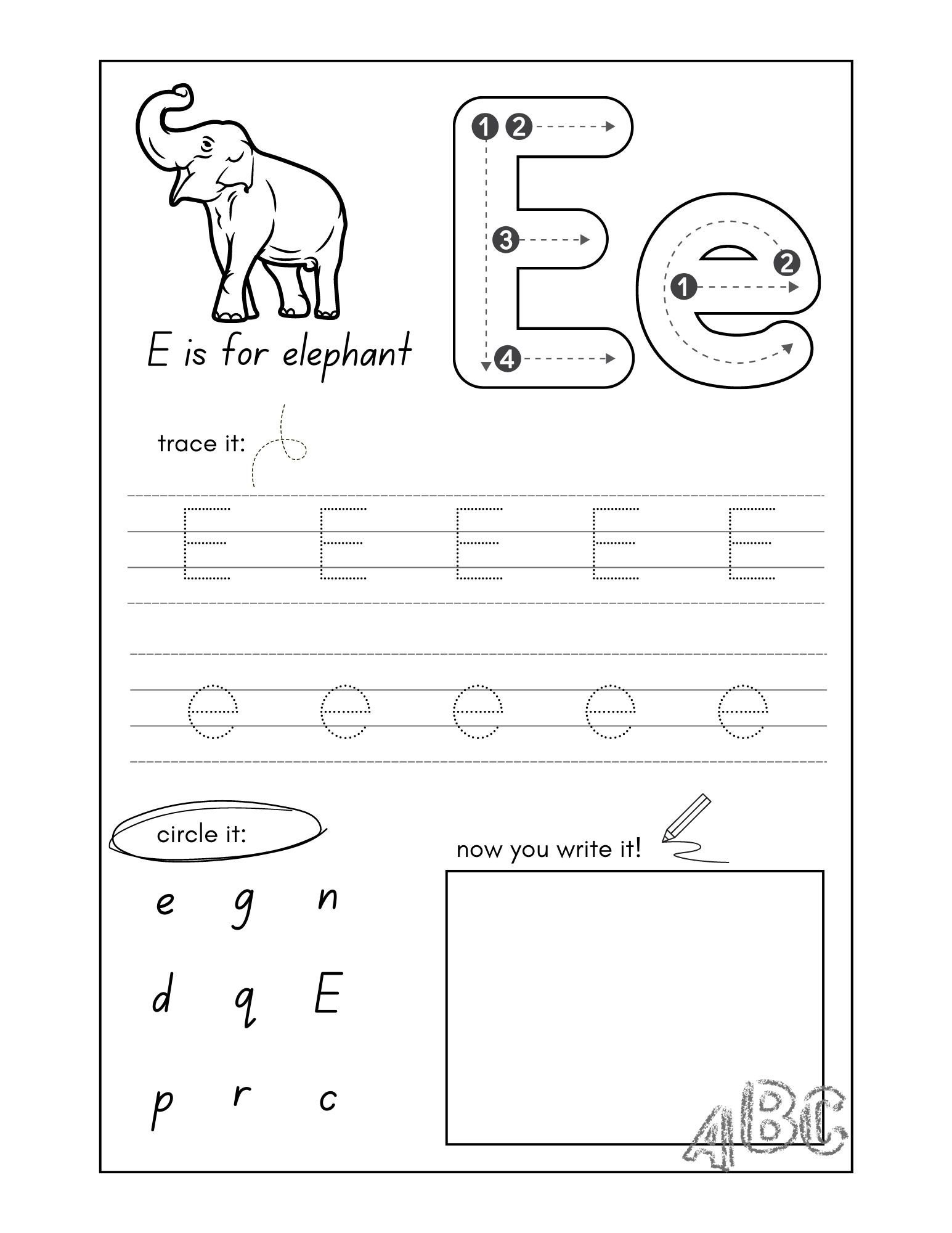 Printable Fun ABC Coloring Writing Practice Exercises for Pre-k ...